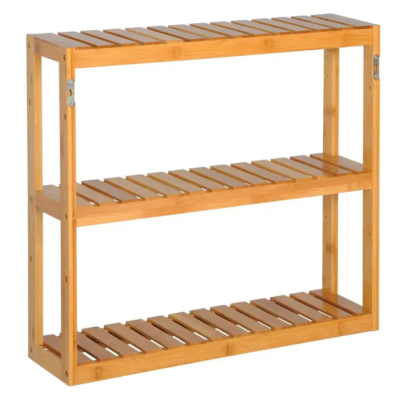 BukkitBow - Bamboe Wandplank - Handdoekenrek / Cosmetica Plank - Duurzaam Materiaal - Max 15kg per Lade - 60x15x54cm