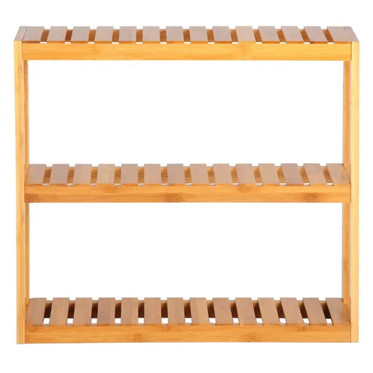 BukkitBow - Bamboe Wandplank - Handdoekenrek / Cosmetica Plank - Duurzaam Materiaal - Max 15kg per Lade - 60x15x54cm