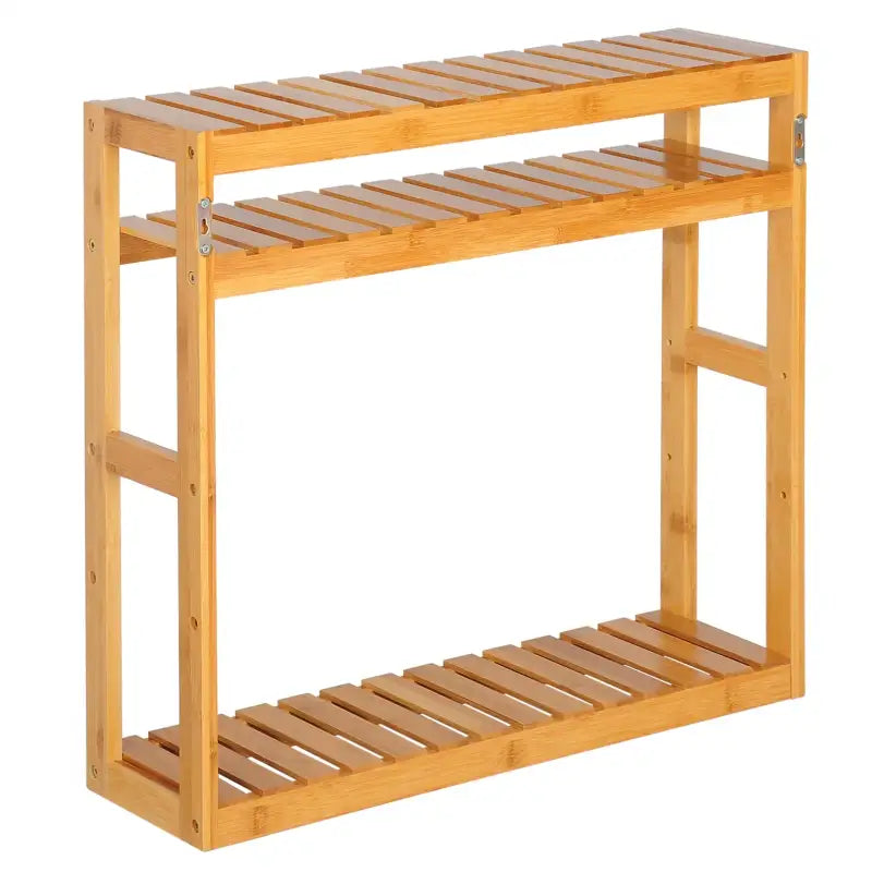 BukkitBow - Bamboe Wandplank - Handdoekenrek / Cosmetica Plank - Duurzaam Materiaal - Max 15kg per Lade - 60x15x54cm