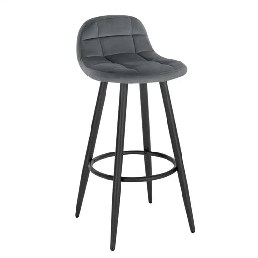 BukkitBow - Barkruk Fluweel - Metalen Frame - Comfortabele Stoel met Lage Rugleuning - Ergonomische Voetsteun - Modern Design
