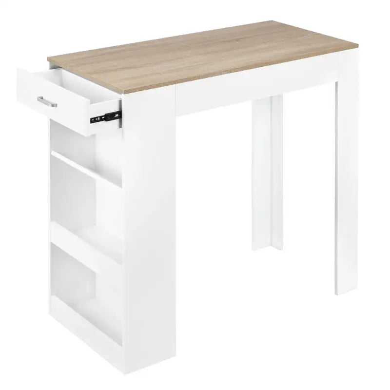 BukkitBow - Bartafel met Opbergruimte en Lade - Stevig Hout - Ingebouwd Wijnrek - 100x100x50cm