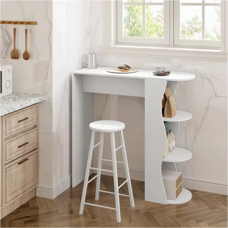 BukkitBow - Bartafel met Planken - Stevig Hout - Modern Veelzijdig Design - 110x107x40cm