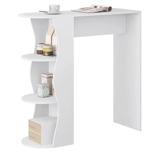 BukkitBow - Bartafel met Planken - Stevig Hout - Modern Veelzijdig Design - 110x107x40cm