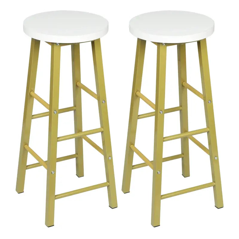 BukkitBow - Bistro Barkrukken - Set van 2 Barkrukken - Sterk Metalen Frame - Ergonomisch met Voetensteunen - Zithoogte: 71CM