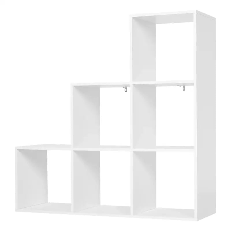 BukkitBow - Boekenkast met 3 Niveaus - 6 Vakken Trapkast - Kubusplanken - Archiefkast - Wit