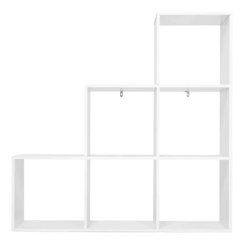 BukkitBow - Boekenkast met 3 Niveaus - 6 Vakken Trapkast - Kubusplanken - Archiefkast - Wit