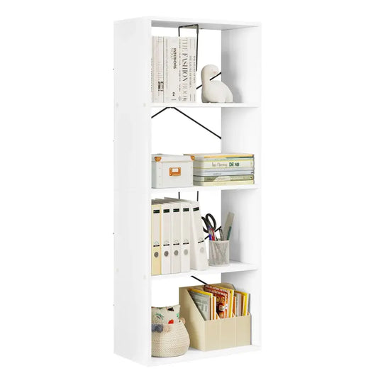 BukkitBow - Boekenkast met 4 Niveaus - met Kantelbeveiliging - Vitrinekast - Gemaakt van Duurzaam Houtmateriaal - (60x30X149cm)