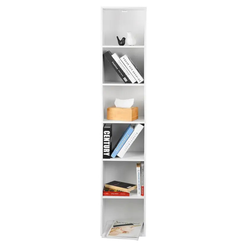 BukkitBow - Boekenkast met 6 Opbergvakken - Moderne Opslagplank - Voor Kantoor of Woonkamer - 30x23.5x158.4CM