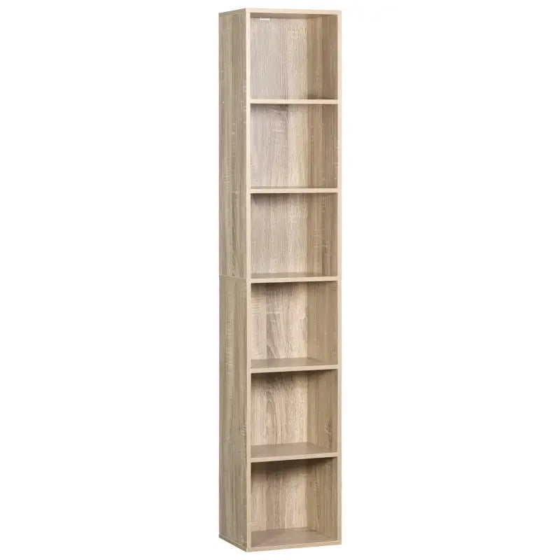 BukkitBow - Boekenkast met 6 Opbergvakken - Moderne Opslagplank - Voor Kantoor of Woonkamer - 30x23.5x158.4CM