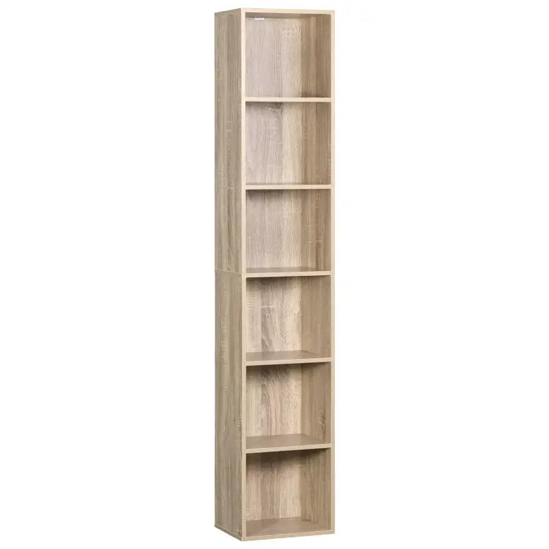 BukkitBow - Boekenkast met 6 Opbergvakken - Moderne Opslagplank - Voor Kantoor of Woonkamer - 30x23.5x158.4CM