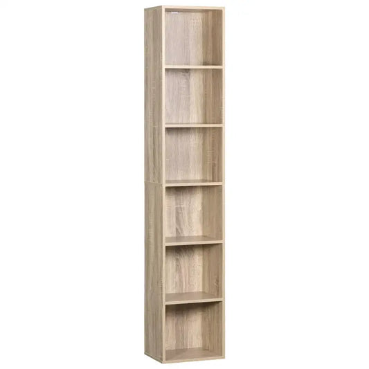 BukkitBow - Boekenkast met 6 Opbergvakken - Moderne Opslagplank - Voor Kantoor of Woonkamer - 30x23.5x158.4CM