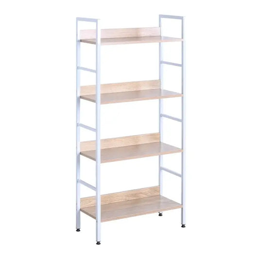 BukkitBow - Boekenkast / Metalen Rek met Licht Houten Planken - Geschikt als Schoenenrek en Decoratierek (60X27,5X126CM)