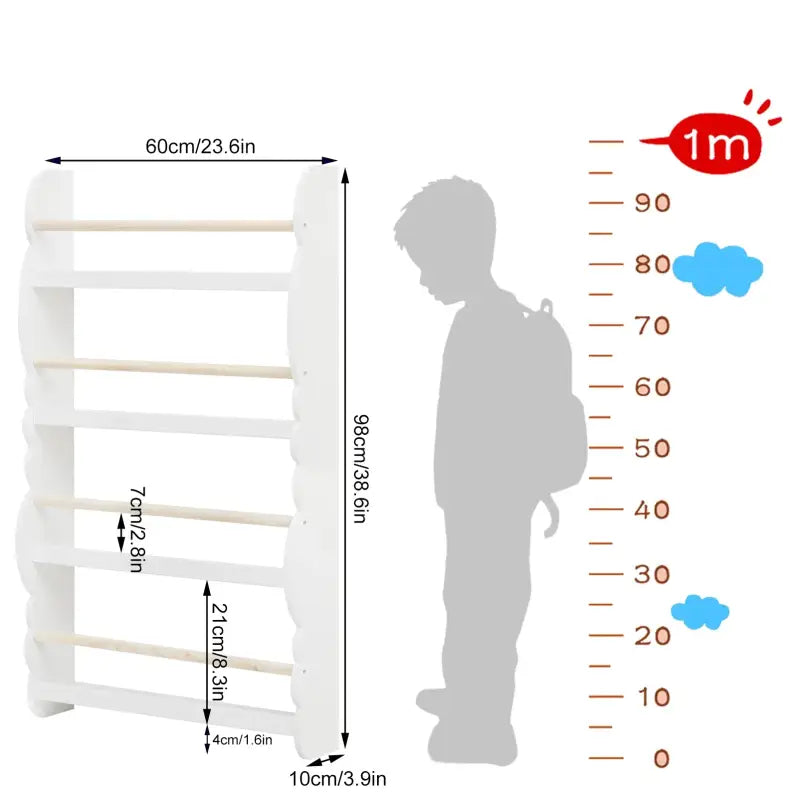 BukkitBow - Boekenkast voor Kinderen - Speelgoedkast/Boekenrek Kind – Houten Kast met Boekenplanken - Geschikt voor Kinderkamer