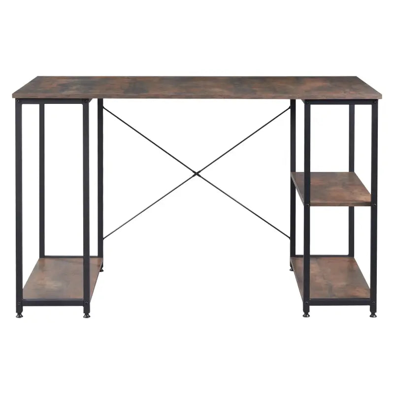 BukkitBow - Bureau met Computer Standaard en Opbergvak met 2 Planken - Houten Panelen en Stalen Structuur - Licht Eiken of Wit - 120x60cm