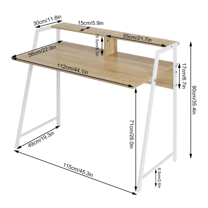 BukkitBow - Bureau met Houtlook en Hoge Opstapplank (56X115X71CM)