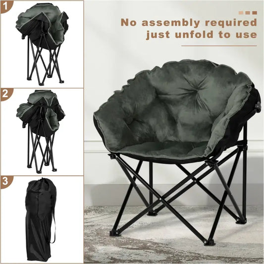 BukkitBow - Campingstoel - Gevoerde Fluwelen Bekleding - 150kg Capaciteit - met Draagbare Opberghoes