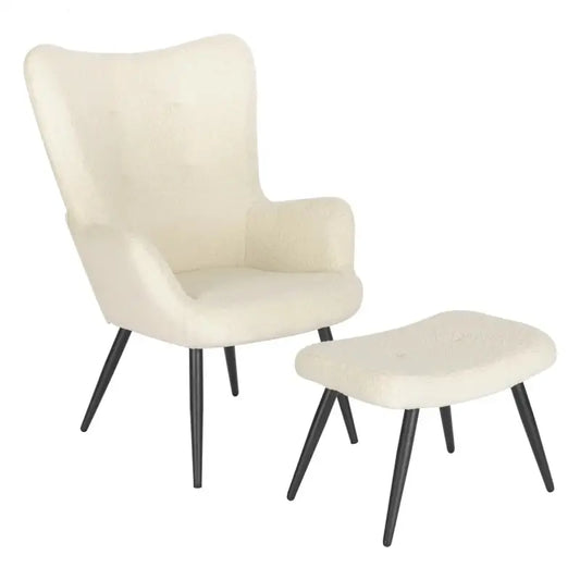 BukkitBow - Comfortabele Fauteuil met Kruk - Stevig en Duurzaam - Stijlvolle Moderne Look - Afmetingen: Stoel 98x43x59CM, Kruk 54.5x35.5x37CM