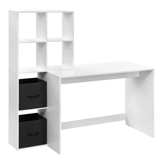 BukkitBow - Compact Bureau - Met Planken en Opbergruimte - 140.5x134x50 cm - Wit