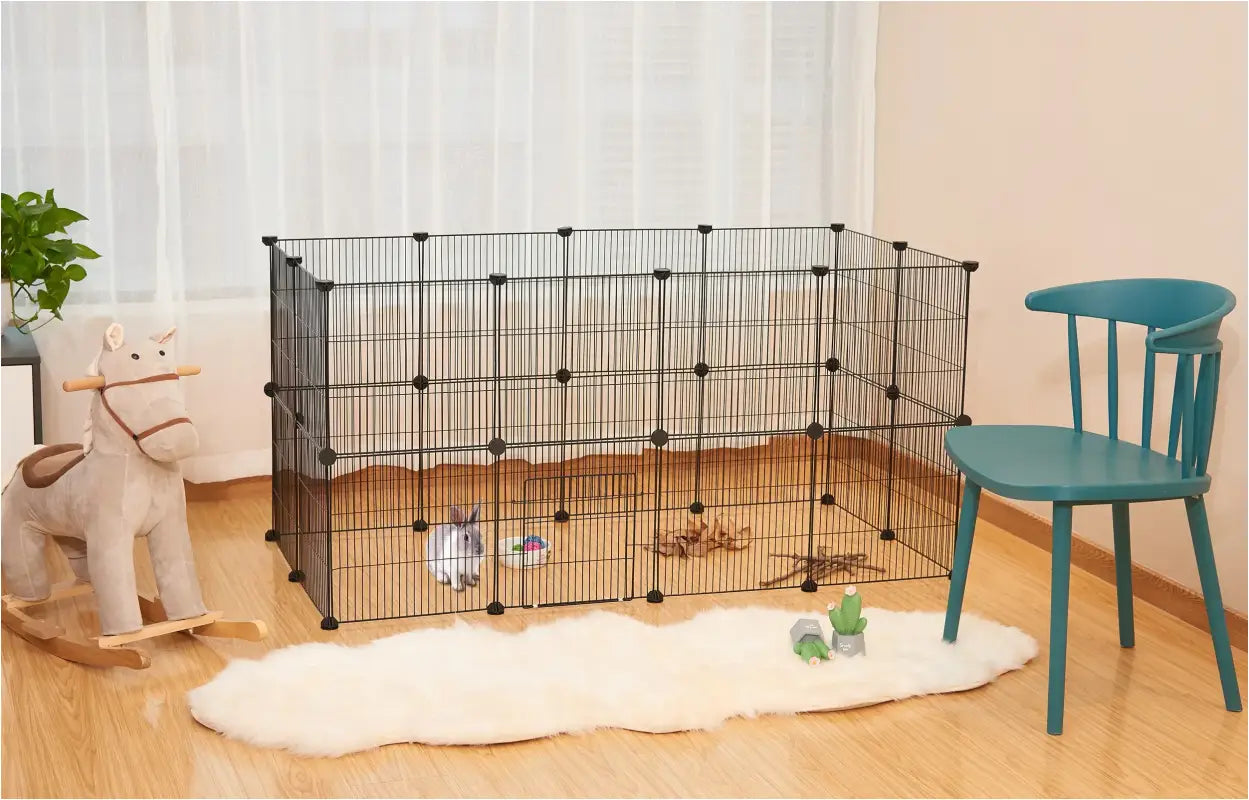 BukkitBow - Compacte Dieren ren - Knaagdieren Ren met 2 Lagen - Stevige Panelen - Veilig & Geventileerd - 142x71x71cm