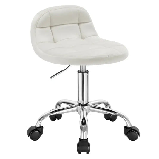 BukkitBow - Compacte Lage Kruk van Velvet/Fluweel - met Metalen Onderstel en Wielen - Hoogte instelbaar (43.5-55CM)
