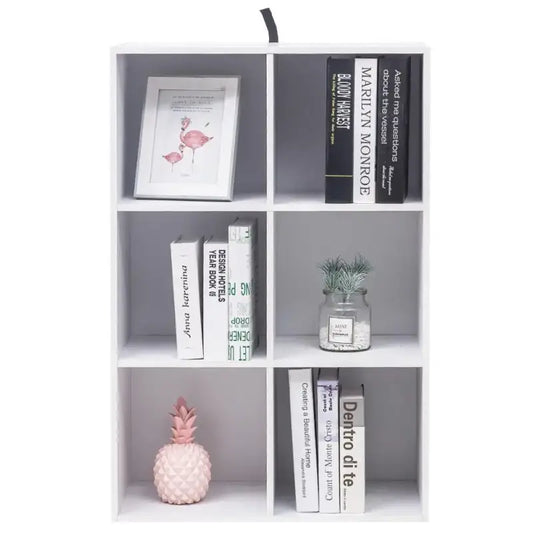 BukkitBow - Decoratieve Boekenkast met 6 Opslagkubussen - Vrijstaande Boekenplank - Ruimtebesparend Meubel