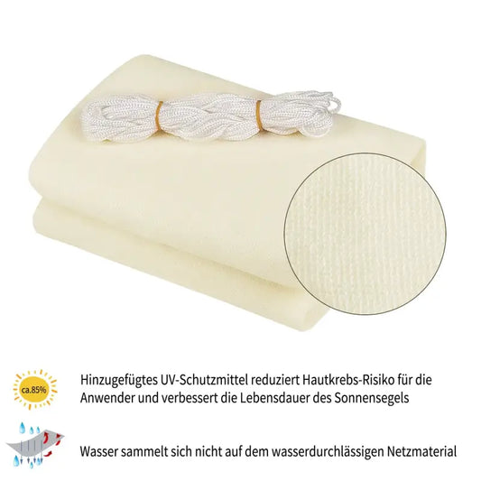 BukkitBow - Driehoekige Schaduwzeil - 180g/m² HDPE - UV-bescherming 50+ - RVS Gespen - 3 Bevestigingskoorden - Water- en Luchtdoorlatend