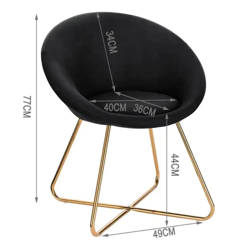 BukkitBow - Eetkamerstoel met Fluwelen Bekleding en Metalen Poten - Ergonomische Vorm - Zithoogte: 44CM