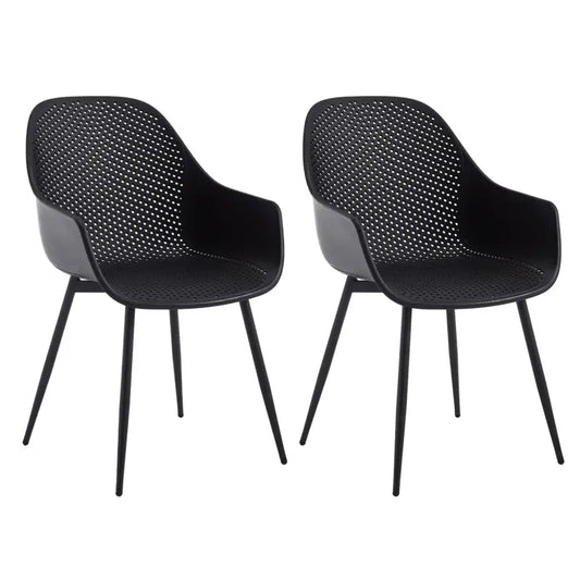 BukkitBow - Eetkamerstoelen Set van 2 - Moderne Keukenstoel - Holle Rug - Metalen Poten