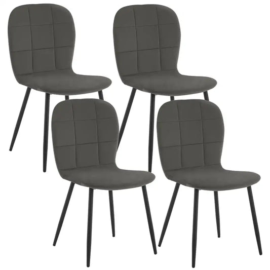 BukkitBow - Eetkamerstoelen Set van 4 - Ergonomische Keukenstoelen - Fluwelen Zitting - Metalen Poten