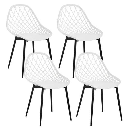 BukkitBow - Eetkamerstoelen Set van 4 - Holle Rugleuning - Scandinavisch Design - Metalen Poten - Keukenstoelen