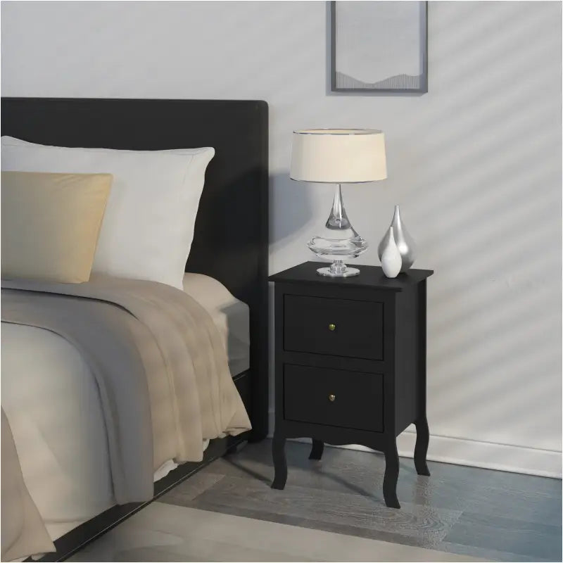 BukkitBow - Elegante Nachtkastje met Lades - Gelakte MDF en Metalen Handvat - Barokke Stijl - 40x30x60cm