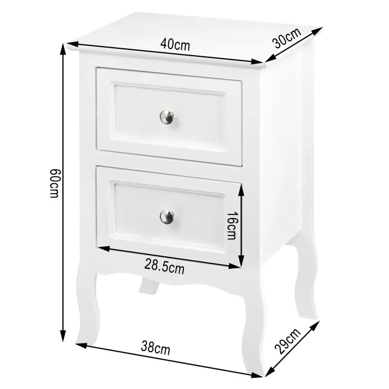 BukkitBow - Elegante Nachtkastje met Lades - Gelakte MDF en Metalen Handvat - Barokke Stijl - 40x30x60cm