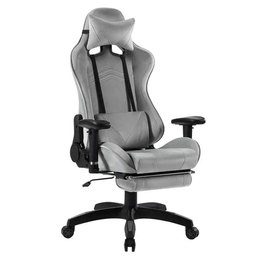 BukkitBow - Ergonomische Velvet of Lederen Gaming Stoel - met Rugkussen en Benenondersteuning - 43-51CM Hoog