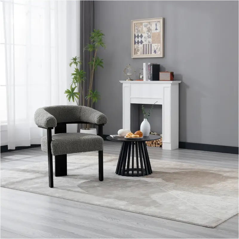 BukkitBow - Fauteuil met Fleece (Lamsvacht-Look) - Rubberwood Frame - Ergonomisch en Comfortabel - Modern Design