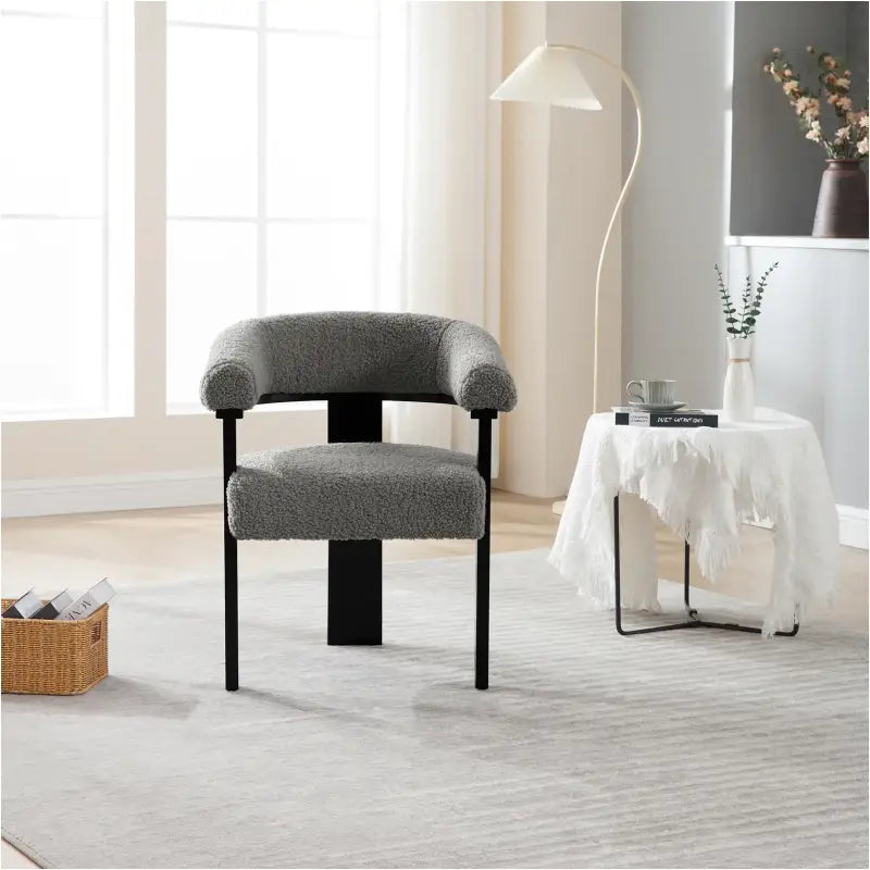 BukkitBow - Fauteuil met Fleece (Lamsvacht-Look) - Rubberwood Frame - Ergonomisch en Comfortabel - Modern Design