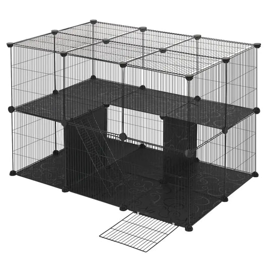 BukkitBow - Flexibele Knaagdieren Ren - Konijn & Knaagdieren Ren met 2 Verdiepingen - Inclusief Ladder - 105X70X70CM