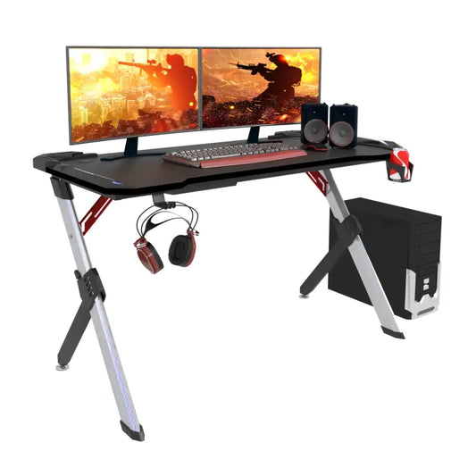 BukkitBow - Gaming Bureau Met Bekerhouder en Headset Stand - met RGB Verlichting - 116,5x56,5x73 cm
