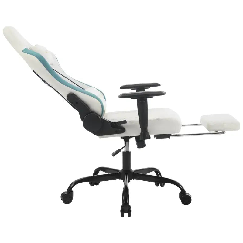 BukkitBow - Gaming Stoel met Massage Kussen - Metaal/Technische Stof/PU Wielen - 90°-155° Kantelbaar - Verstelbaar in hoogte en Diepte