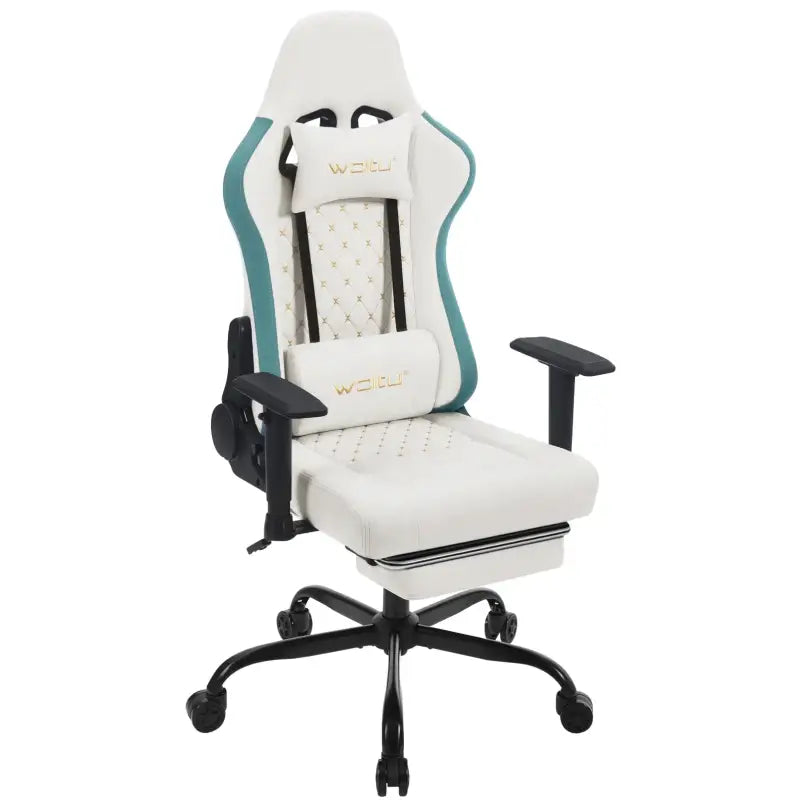 BukkitBow - Gaming Stoel met Massage Kussen - Metaal/Technische Stof/PU Wielen - 90°-155° Kantelbaar - Verstelbaar in hoogte en Diepte