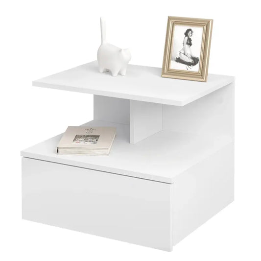 BukkitBow - Hangend Nachtkastje / Wandplank - Met Lade en Open Plank (40X35X31CM)