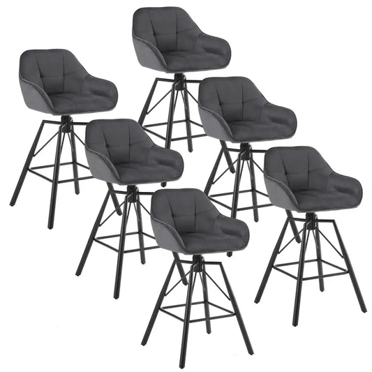 BukkitBow - Hoge Luxe Barkrukken Velvet / Vluweel - Met rugleuning en Armleuning met Patroon en Voetensteun - 360 Graden Draaibaar - Set van 6 Stuks