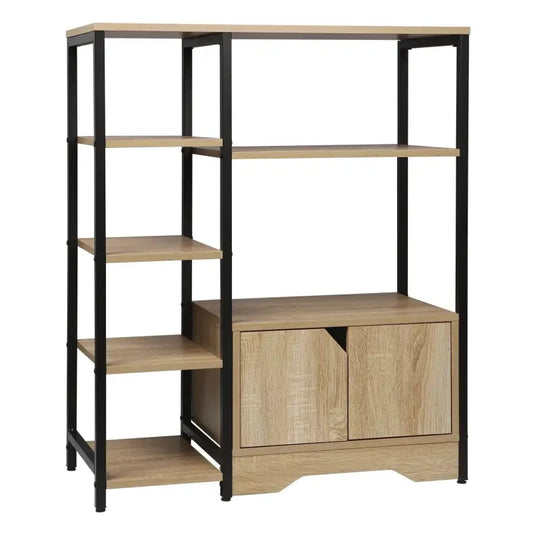 BukkitBow - Houten Boekenkast met 6 Planken en 1 Deur - Moderne Boekenkast - Voor Woonkamer / Kantoor / Keuken - 80x35x97CM