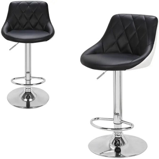 BukkitBow - Industriële Set van 2 Barkrukken met Rugleuning en Verstelbare Zithoogte - met Voetensteun - (Zithoogte: 60-82CM)