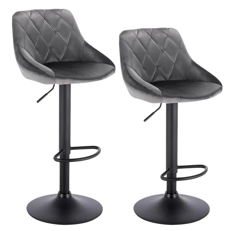BukkitBow - Industriële Velvet Barkruk met Rugleuning en Verstelbare Zithoogte - Set van 2 Stuks - 60-82CM