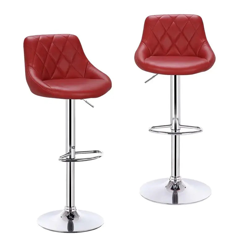 BukkitBow - Industriële Velvet Barkruk met Rugleuning en Verstelbare Zithoogte - Set van 2 Stuks - 60-82CM