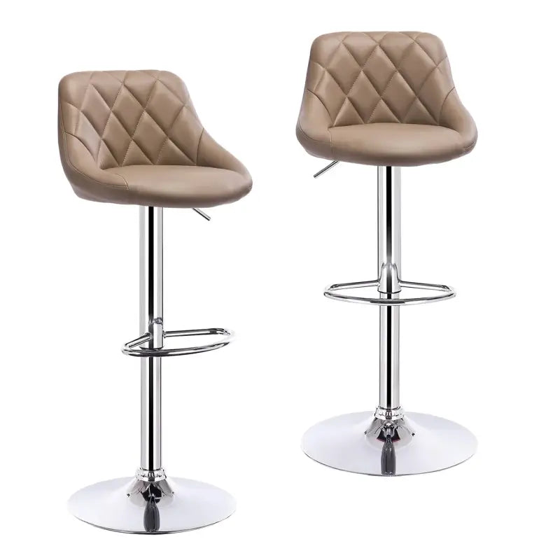 BukkitBow - Industriële Velvet Barkruk met Rugleuning en Verstelbare Zithoogte - Set van 2 Stuks - 60-82CM