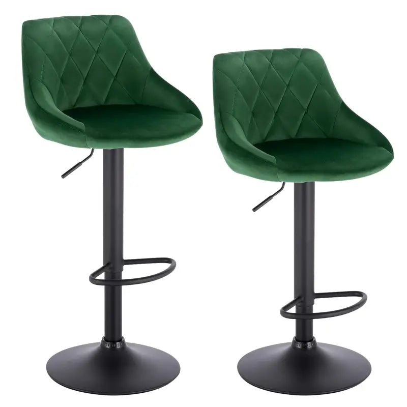 BukkitBow - Industriële Velvet Barkruk met Rugleuning en Verstelbare Zithoogte - Set van 2 Stuks - 60-82CM