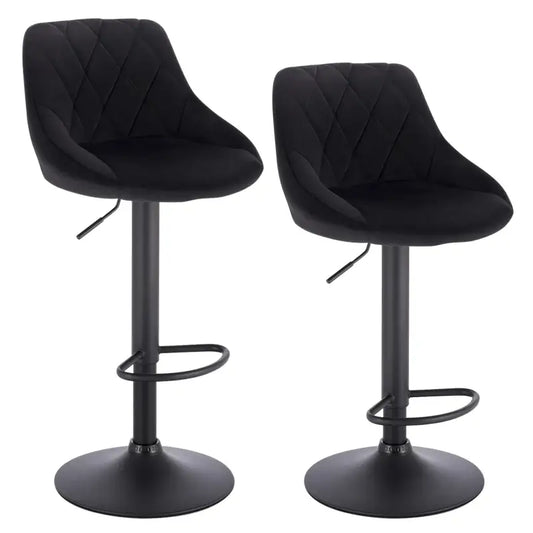 BukkitBow - Industriële Velvet Barkruk met Rugleuning en Verstelbare Zithoogte - Set van 2 Stuks - 60-82CM
