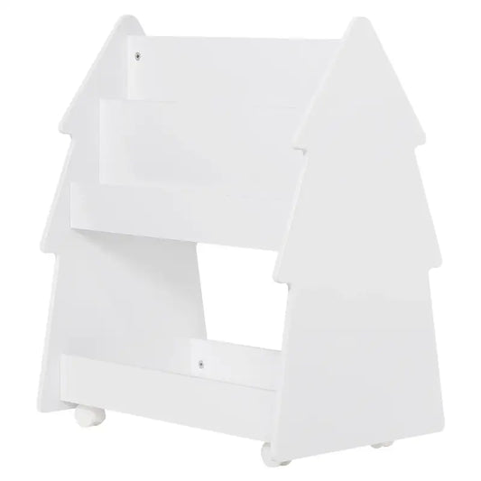 BukkitBow - Kinderboekenplank - Dubbelzijdige Boekenkast - Kast Met Wieltjes - Montessori Stijl - 60x71x38,5cm