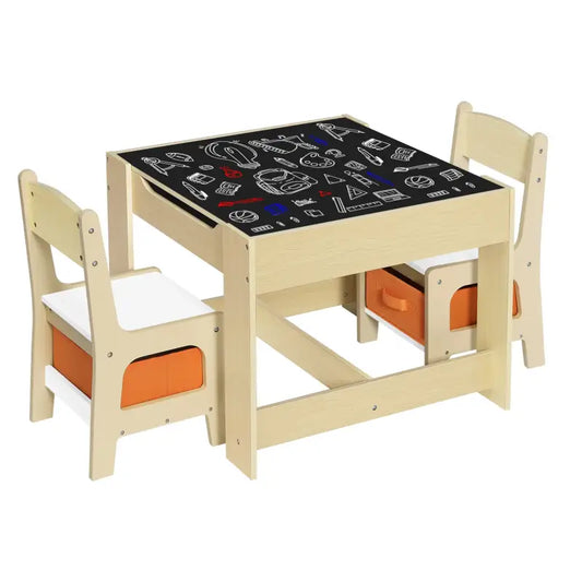 BukkitBow - Kindertafel met Stoelen - Kindermeubelset - Duurzaam en Veilig Ontwerp Inclusief Opbergmanden - Tafel: 60x60x48cm